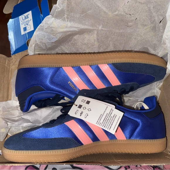 Adidas Womens Size 10 Samba OG Satin Lucid Blue/Pink NWT ✨RARE✨ - Picture 13 of 16